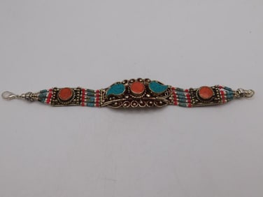 CARNELIAN AND TURQUOISE BRACELET ROCK STONE LAPIDARY SPECIMEN