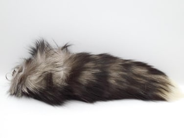 SILVER FOX TAIL TAXIDERMY ROCK STONE LAPIDARY SPECIMEN