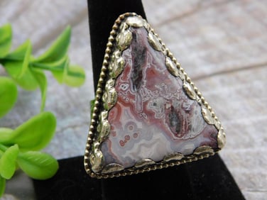 CRAZY LACE ADJUSTABLE RING ROCK STONE LAPIDARY SPECIMEN