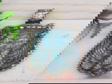 CARVED LABRADORITE TIGER PENDANT WITH INTRICATE TOOLING ROCK STONE LAPIDARY SPECIMEN