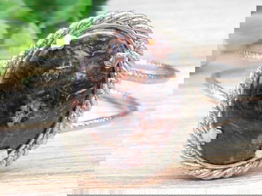 GENUINE STONE ON METAL CUFF BRACELET ROCK STONE LAPIDARY SPECIMEN