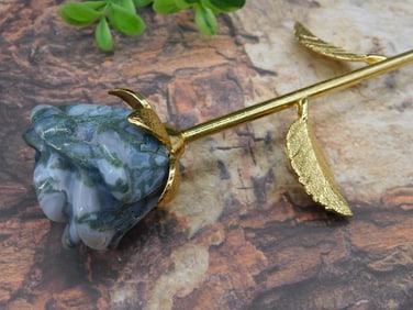 MOSS PLUME ROSE ROCK STONE LAPIDARY SPECIMEN