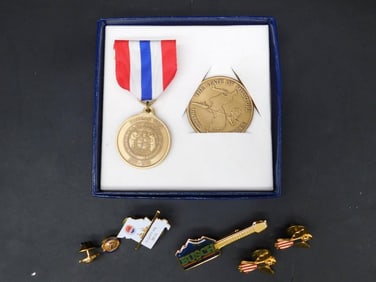 Medals and Lapel Pins Collection - Korean War, Eagles, Toastmasters, Busch
