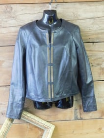 Carlisle Black Leather Jacket US 10 UK 12 Made in China