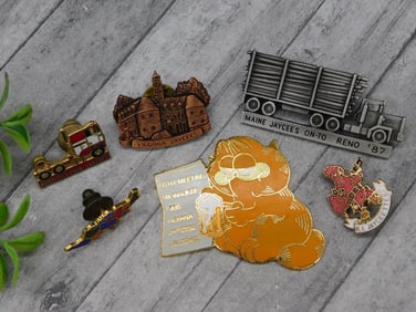 Lot of 6 Collectible Enamel Pins Assorted Designs