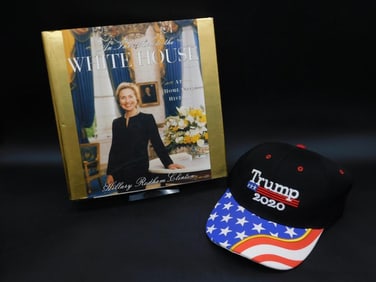 Signed Book by Hillary Clinton and Trump 2020 Hat