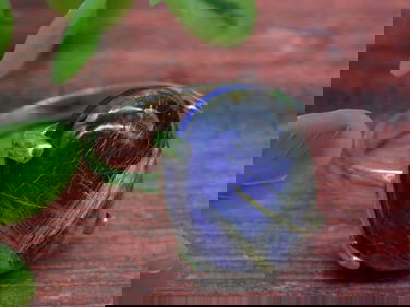 Sterling Silver Ring with Blue Stone, Size 7