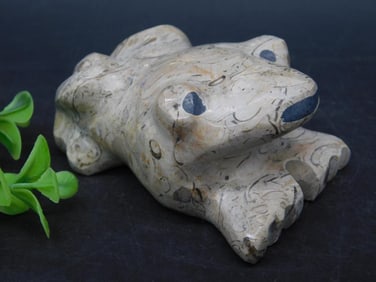 Carved Stone Frog Figurine, 244g