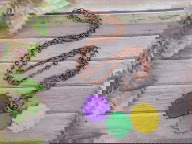 Copper Chain Necklace with Colorful Cross Pendants