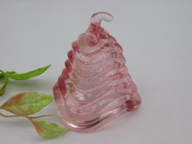 Pink Glass Art Pear Glass Figurine