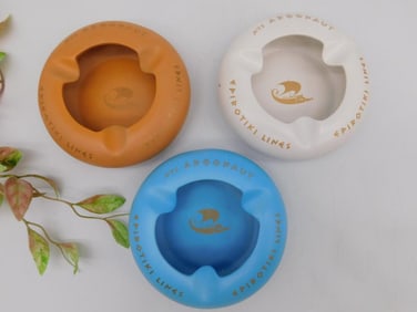 Set of Three Greek Ceramic Ashtrays by Keramikos