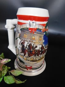 Festive Ceramic Christmas Beer Stein With Handle