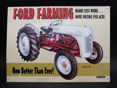 Ford Farming Metal Sign With Model 9N Tractor Graphic