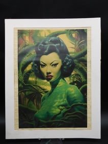 Framed Artwork Of Woman With Green Hue