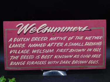 Welsummers Wooden Breed Information Sign