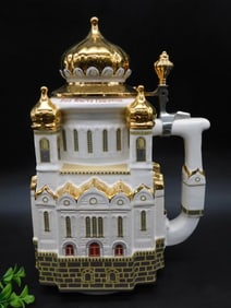 Meotida Handmade Ceramic Beer Stein with Lid