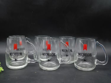 Set of 6 Michelob Beer Glass Mugs With Logo