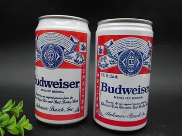 Pair of Budweiser Beer Can Coin Banks with Slot Lids