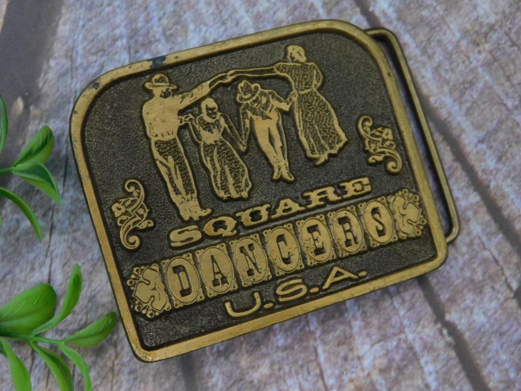 Adezy Denver Square Dancers Belt Buckle, Copyright 1975: Adezy Denver Square Dancers Belt Buckle, Copyright 1975