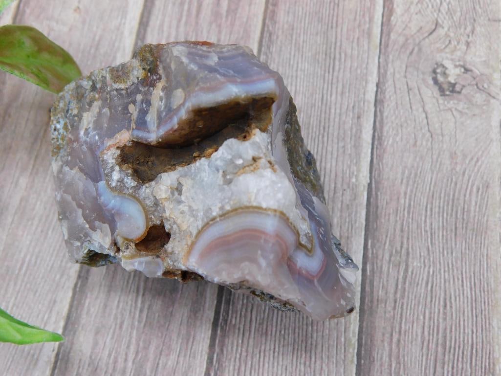 Polished Agate Specimen With Natural Veining and Cavities: Polished Agate Specimen With Natural Veining and Cavities