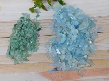 AQUAMARINE AND AVENTURINE GEMSTONES ROCK STONE LAPIDARY SPECIMEN