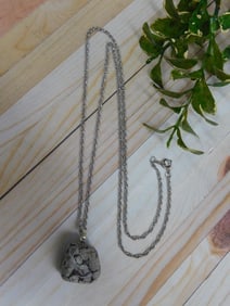 GENUINE STONE PENDANT ON CHAIN NECKLACE ROCK STONE LAPIDARY SPECIMEN