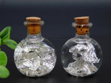 SILVER FLAKES IN BOTTLES ROCK STONE LAPIDARY SPECIMEN