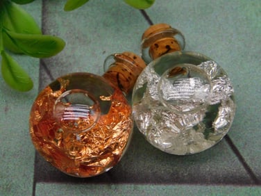 COPPER AND SILVER FLAKES IN BOTTLES ROCK STONE LAPIDARY SPECIMEN