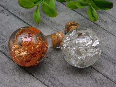 COPPER AND SILVER FLAKES IN BOTTLES ROCK STONE LAPIDARY SPECIMEN