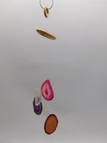 AGATE SLICE AND QUARTZ WIND CHIME ROCK STONE LAPIDARY SPECIMEN
