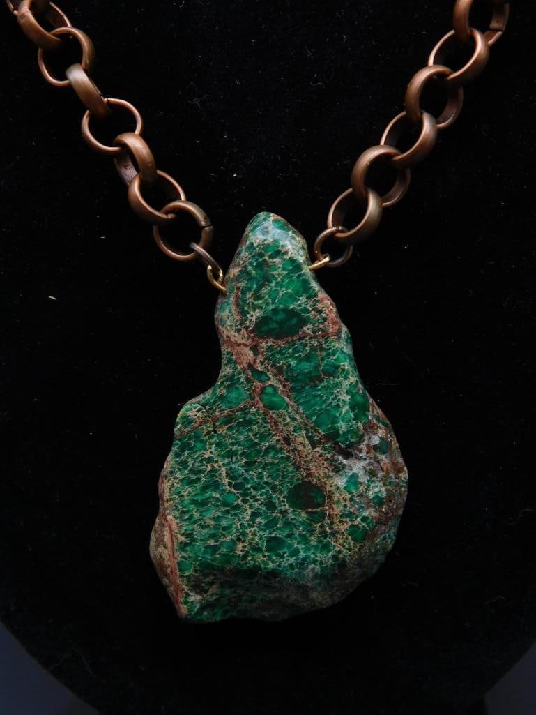 IMPRESSION JASPER PENDANT ON CHAIN NECKLACE: IMPRESSION JASPER PENDANT ON CHAIN NECKLACE