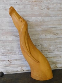 WOODEN WATER BUFFALO SCULPTURE 30 INCHES TALL VINTAGE ANTIQUE