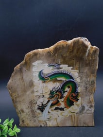 PETRIFIED WOOD SLAB WITH DRAGON ROCK STONE LAPIDARY SPECIMEN