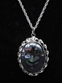 HAMATITE PENDANT ON CHAIN NECKLACE ROCK STONE LAPIDARY SPECIMEN