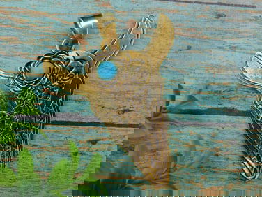 STONE STUDDED TURQUOISE COW SKULL PENDANT ROCK STONE LAPIDARY SPECIMEN