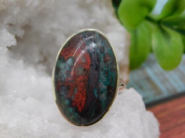 STERLING SILVER CHRYSOCOLLA RING SIZE 6 ROCK STONE LAPIDARY SPECIMEN