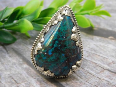 SHATTUCKITE ADJUSTABLE RING ROCK STONE LAPIDARY SPECIMEN