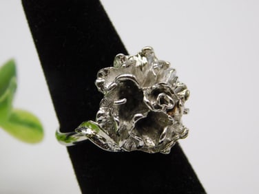 SILVER TONE RING ROCK STONE LAPIDARY SPECIMEN