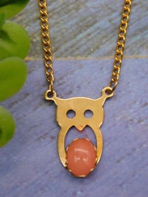 STONE OWL NECKLACE ROCK STONE LAPIDARY SPECIMEN