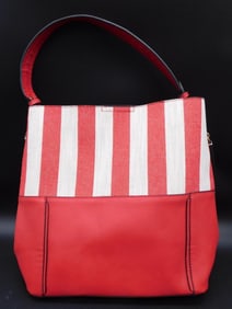 RED AND WHITE HANDBAG PURSE VINTAGE ANTIQUE