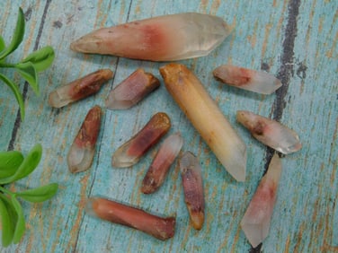 Lot of 10 Red Phantom Quartz Crystal Points