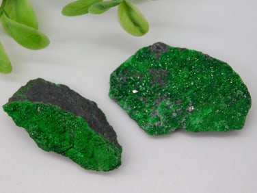 Uvarovite Garnet Mineral Specimen Pair