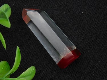 Red and Clear Polished Crystal Point ? 8 Grams