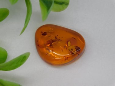 Polished Amber Gemstone With Inclusions
