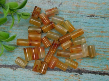 Lot of Cylindrical Agate Beads, 34 Grams
