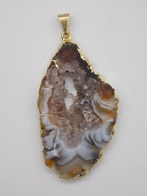GEODE SLICE PENDANT ROCK STONE LAPIDARY SPECIMEN