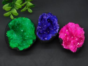 GREEN BLUE AND PINK GEODES ROCK STONE LAPIDARY SPECIMEN