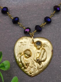 HEART PENDANT ON BEADED NECKLACE