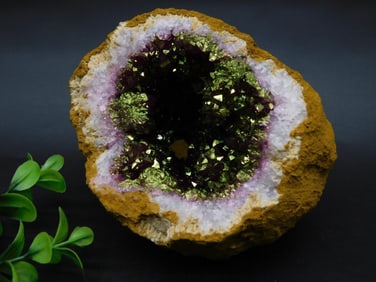 1 POUND 8 OUNCE PURPLE AND GOLD GEODE ROCK STONE LAPIDARY SPECIMEN