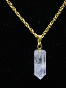 QUARTZ PENDANT ON CHAIN ROCK STONE LAPIDARY SPECIMEN